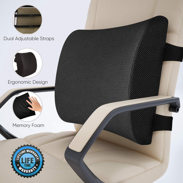 Neck and Lumbar Support Ergonomic Pillow for Car Seat Office Chair Roziyo