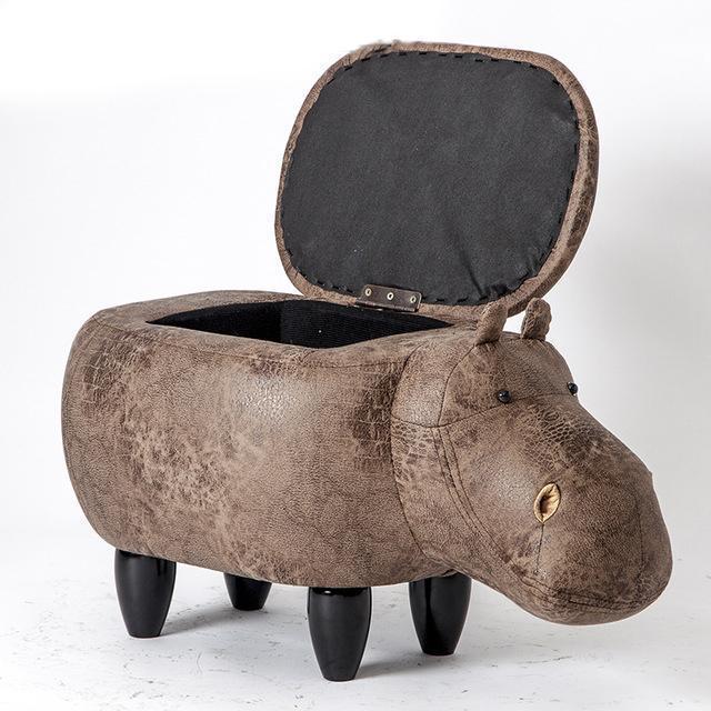 Bestsellrz® Animal Hippo Storage Ottoman Stool - Happy-Hippo™ Stools & Ottomans Coffee with Storage Happy-Hippo™