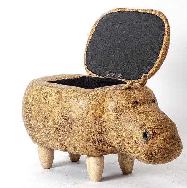 Bestsellrz® Animal Hippo Storage Ottoman Stool - Happy-Hippo™ Stools & Ottomans Gold with Storage Happy-Hippo™