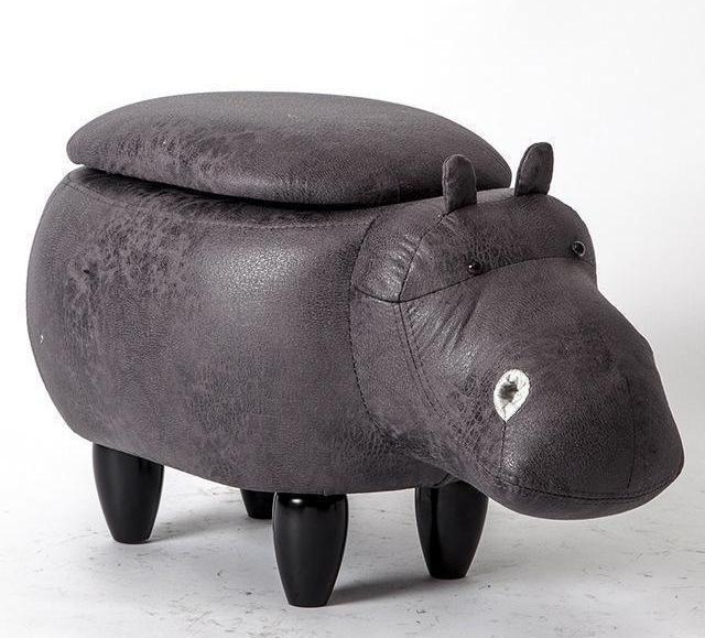 Bestsellrz® Animal Hippo Storage Ottoman Stool - Happy-Hippo™ Stools & Ottomans Grey with Storage Happy-Hippo™