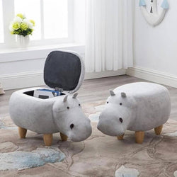Bestsellrz® Animal Hippo Storage Ottoman Stool - Happy-Hippo™ Stools & Ottomans White with Storage Happy-Hippo™