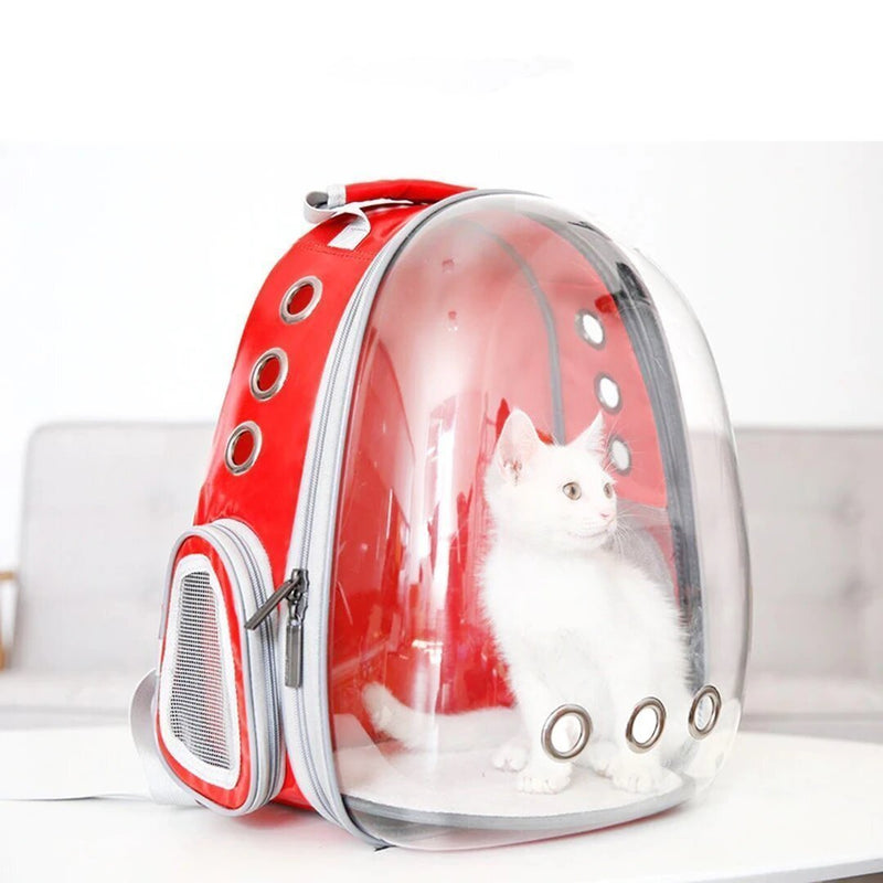 Bestsellrz® Cat Backpack Bag Carrier See Through Cat Carrying Backpack for Dogs - DEN™ Pet Carriers Red DEN™
