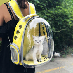 Bestsellrz® Cat Backpack Bag Carrier See Through Cat Carrying Backpack for Dogs - DEN™ Pet Carriers Yellow DEN™