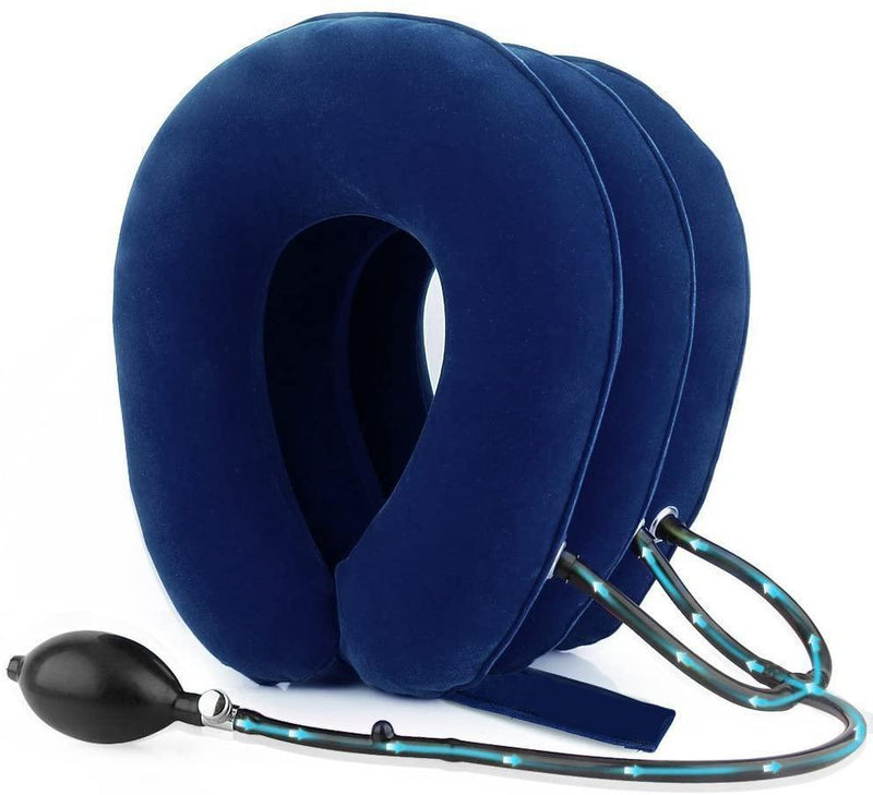Bestsellrz® Cervical Traction Pillow Neck Stretch Traction Puller Device at Home Collarino Navy Blue Cervicollar™