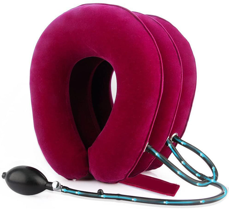 Bestsellrz® Cervical Traction Pillow Neck Stretch Traction Puller Device at Home Collarino Wine Red Cervicollar™
