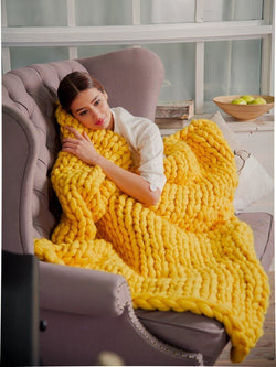 Bestsellrz® Chunky Merino Wool Yarn Blanket - CozyKnit™   Blankets Yellow / 80X100CM CozyKnit™