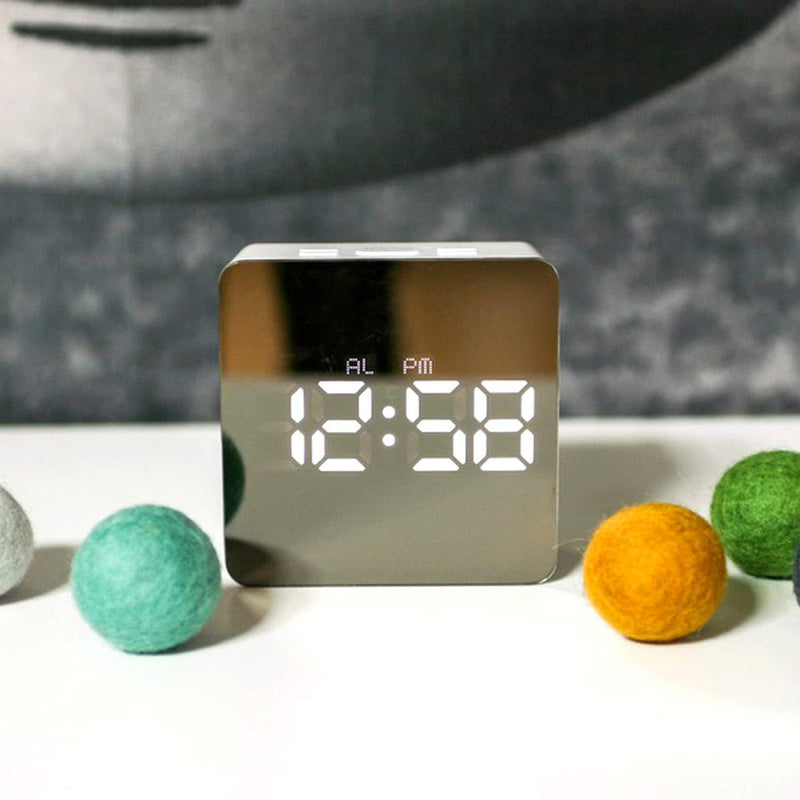 Bestsellrz® Digital Alarm Clock Smart Mirror Desktop Bedside Nightlight - MirrorTouch™ Alarm Clocks Square MirrorTouch™