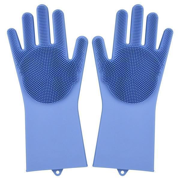Bestsellrz® Dish Washing Gloves Silicon Scrubbing Sponge - Scruves™  Household Gloves Blue Scruves™