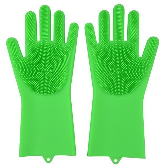 Bestsellrz® Dish Washing Gloves Silicon Scrubbing Sponge - Scruves™  Household Gloves Grass Green Scruves™