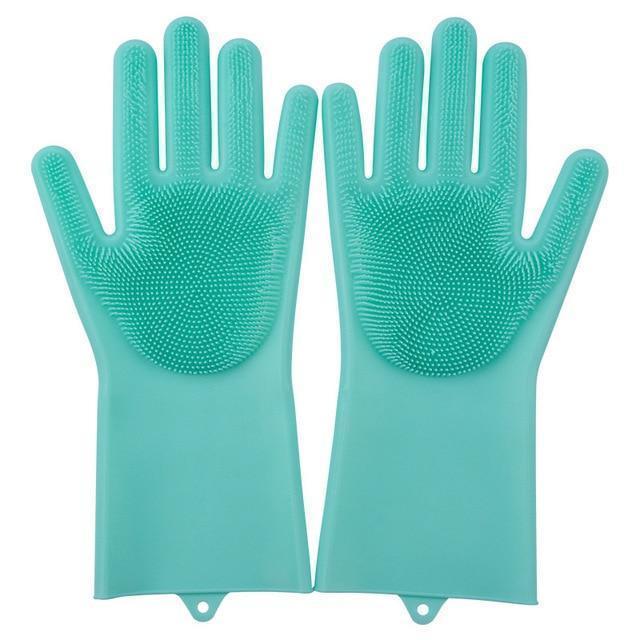Bestsellrz® Dish Washing Gloves Silicon Scrubbing Sponge - Scruves™  Household Gloves Green Scruves™