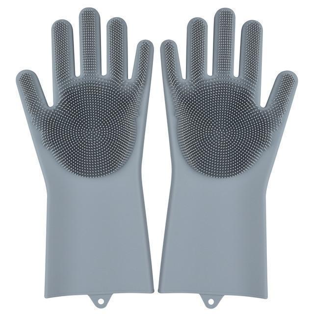 Bestsellrz® Dish Washing Gloves Silicon Scrubbing Sponge - Scruves™  Household Gloves Grey Scruves™