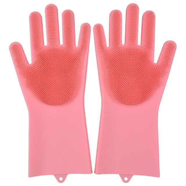 Bestsellrz® Dish Washing Gloves Silicon Scrubbing Sponge - Scruves™  Household Gloves Pink Scruves™