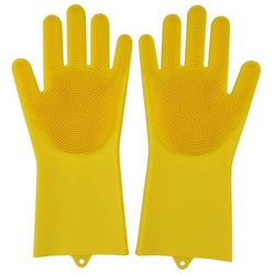 Bestsellrz® Dish Washing Gloves Silicon Scrubbing Sponge - Scruves™  Household Gloves Yellow Scruves™