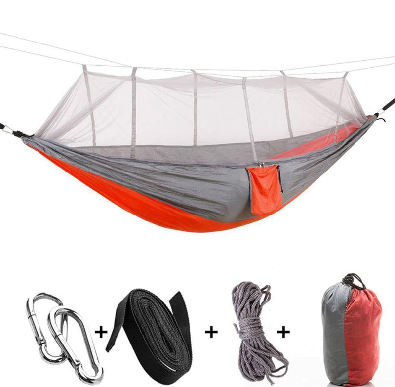 Bestsellrz® Double Camping Hammock With Mosquito Net - The Guardian™  Hammocks Orange gray The Guardian™ Hammock