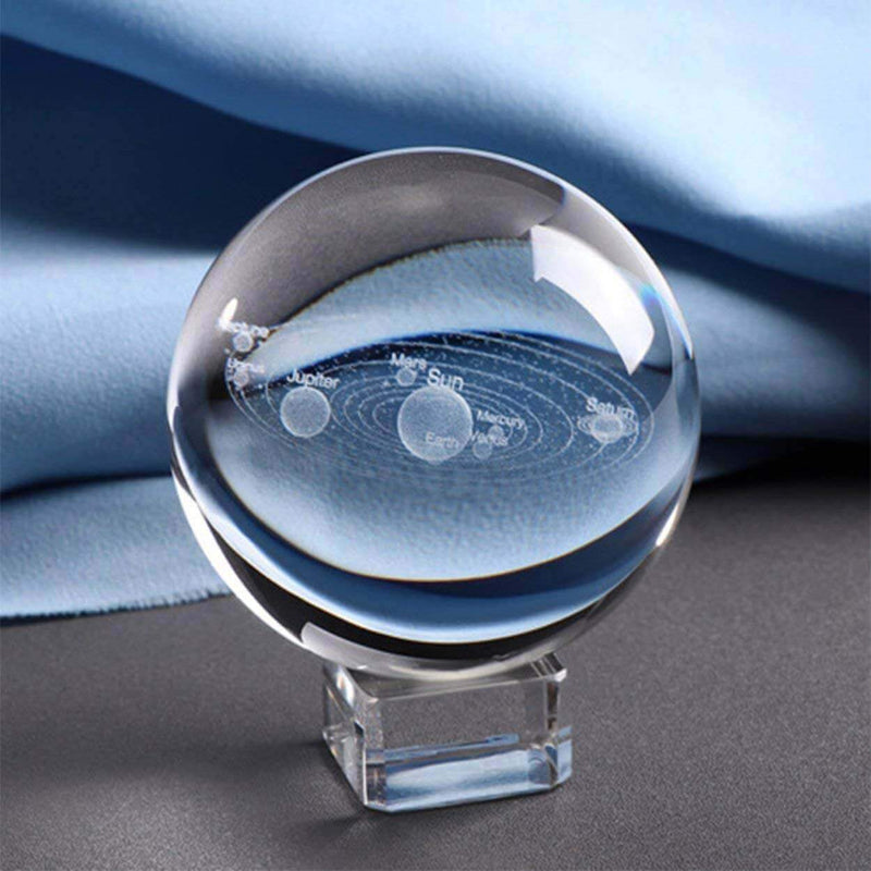 Bestsellrz® Engraved Solar System Glass Ball Miniature Planets Sphere Model - Cosmonix™ Lens Balls Crystal Stand Cosmonix™