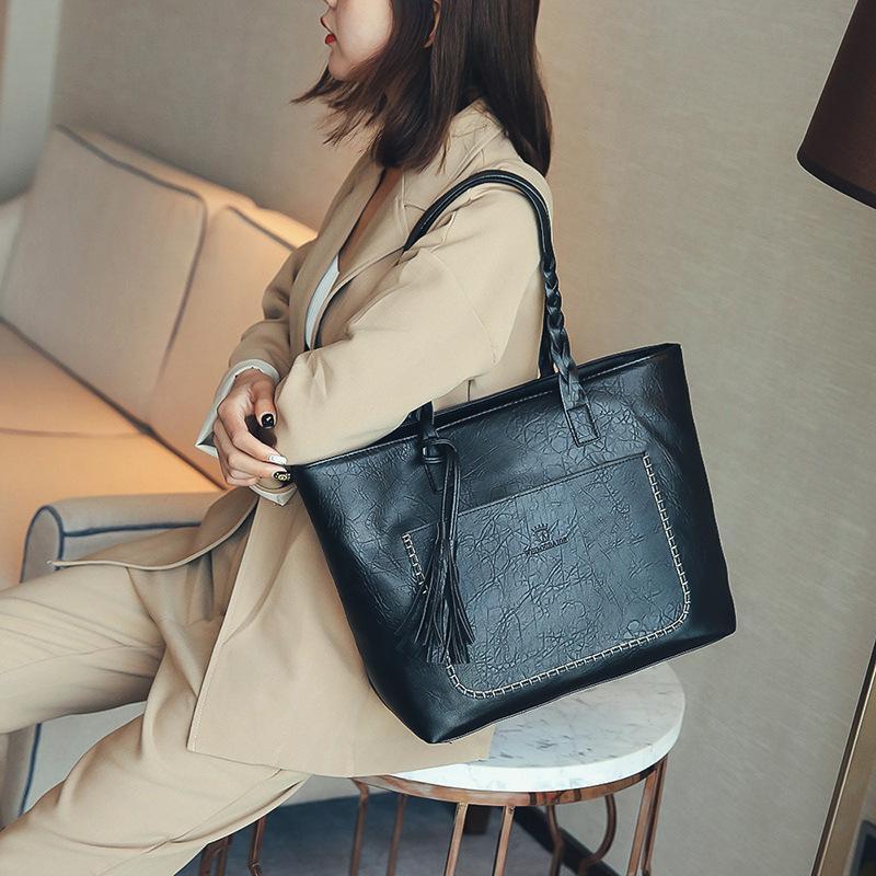 Bestsellrz® Faux Leather Tote Bag Ladies Handbags for Women - Totekin™ Vintage Bags Black Totekin™ Bag