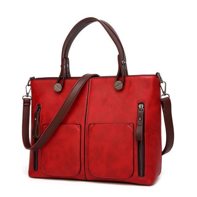 Bestsellrz® Faux Leather Tote Bag Vintage Handbag For Women - Totec™ Shoulder Bags Crimson Red Totec™ Bag