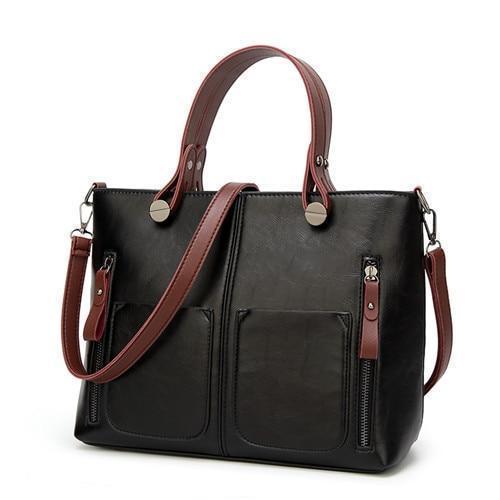 Bestsellrz® Faux Leather Tote Bag Vintage Handbag For Women - Totec™ Shoulder Bags Matte Black Totec™ Bag