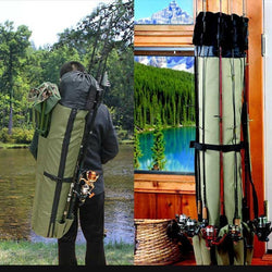 Bestsellrz® Fishing Rod Bag Case Tackle Backpack Waterproof - Fishing Rod Bag Fishing Bags Khaki Green Fishing Rod Bag