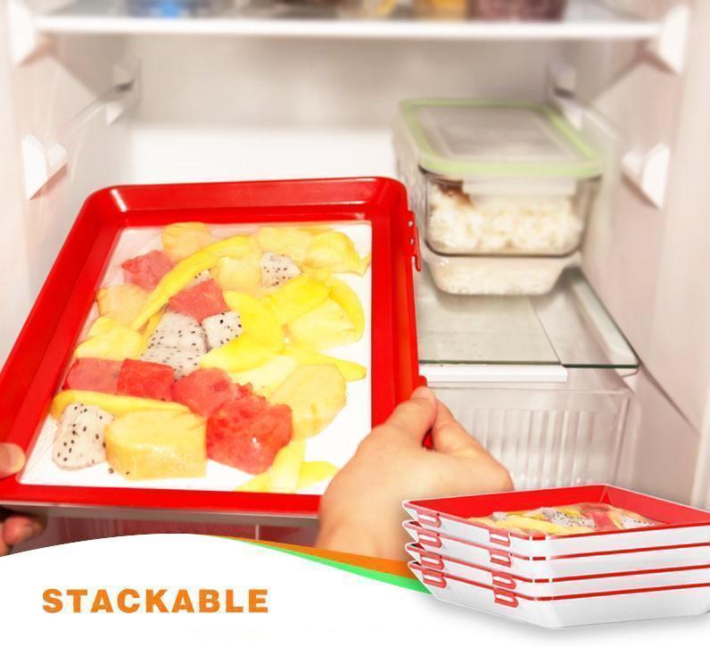 Bestsellrz® Food Preservation Tray Stackable Serving Storage with Lids - Feedible™ Storage Trays Feedible™