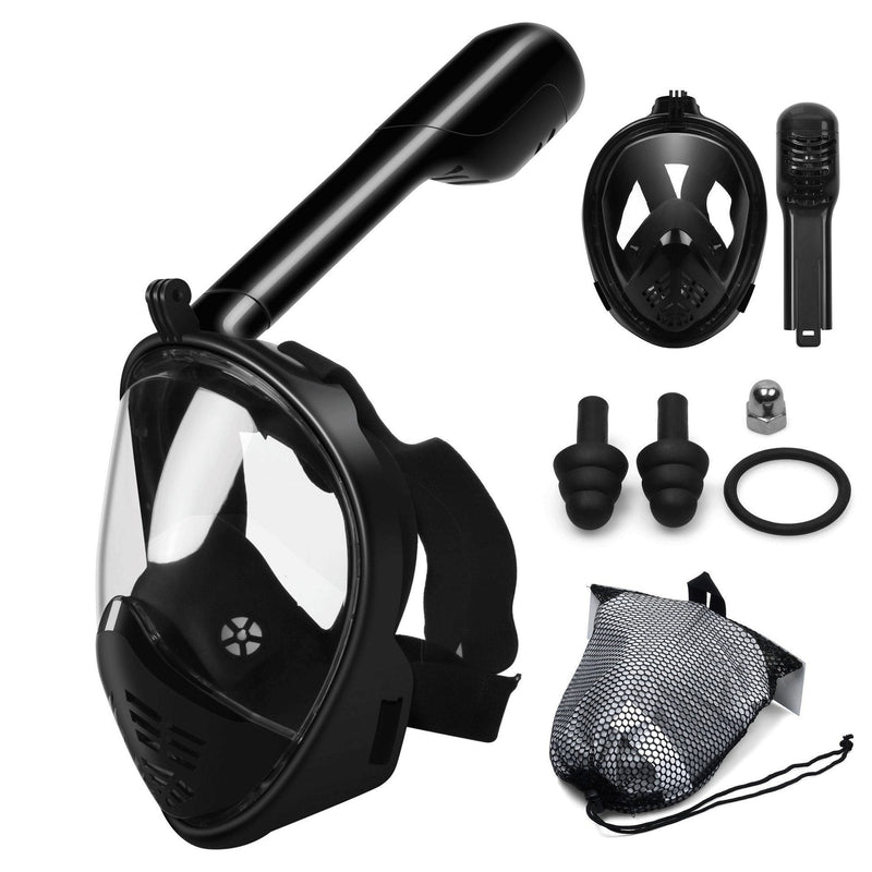 Bestsellrz® Full Face Snorkel Mask Snorkeling Gear Equipment Gopro Mount -Snorkex™ Diving Masks Black / Adults Snorkex™