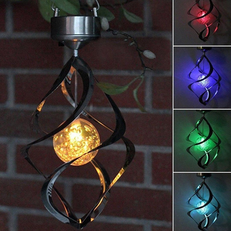 Bestsellrz® Hanging wind spinner solar powered color changing LED lights Spinglo™ Solar Lamps SPINGLO™