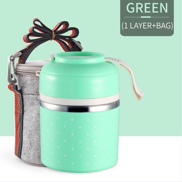 Bestsellrz® Hot Lunch Box For Office Thermal Insulated Container - Isshot™ Lunch Boxes Green 1 Layer Set Isshot™