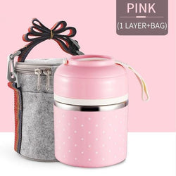 Bestsellrz® Hot Lunch Box For Office Thermal Insulated Container - Isshot™ Lunch Boxes Pink 1 Layer Set Isshot™