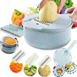 Bestsellrz® Mandoline Slicer Cutter Vegetable Strainer Potato Grater Egg Separator Shredders & Slicers Blue Slickio™