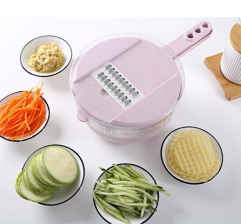 Bestsellrz® Mandoline Slicer Cutter Vegetable Strainer Potato Grater Egg Separator Shredders & Slicers Pink Slickio™