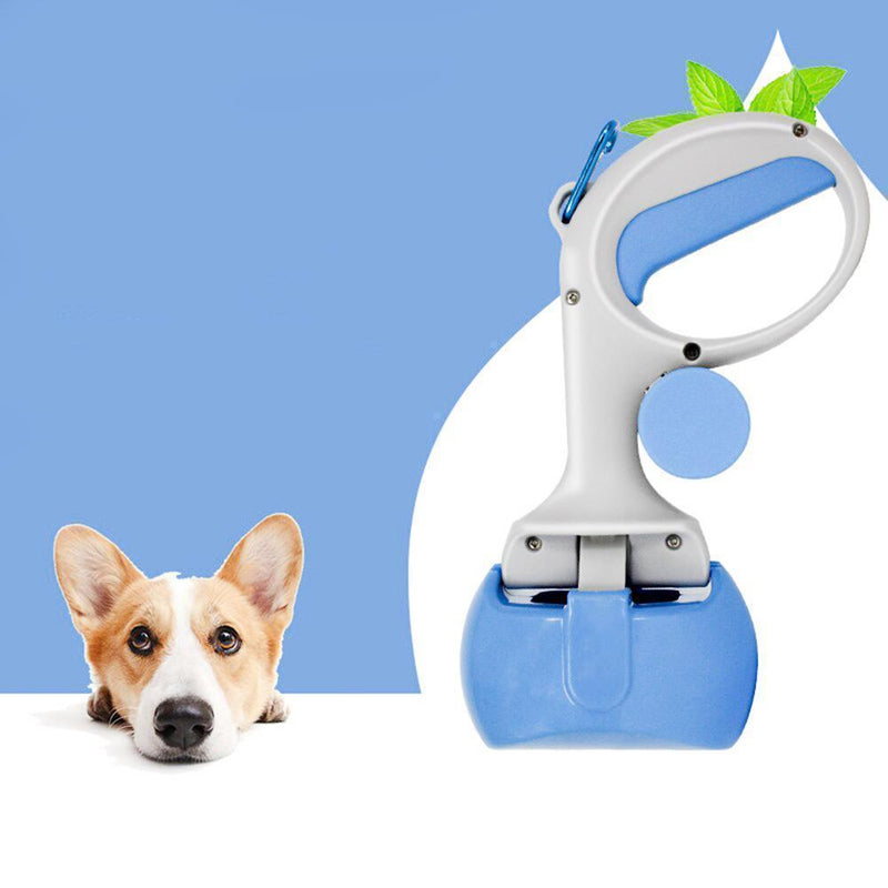 Bestsellrz® Pet Poop Scooper for Dog Cat with Bag Attached - poop scooper Pet Waste Picker Blue + Grey Scoopero™