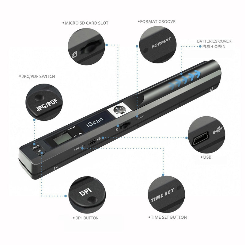 Portable Handheld Scanner, Wand Scanner for A4 Documents Pictures
