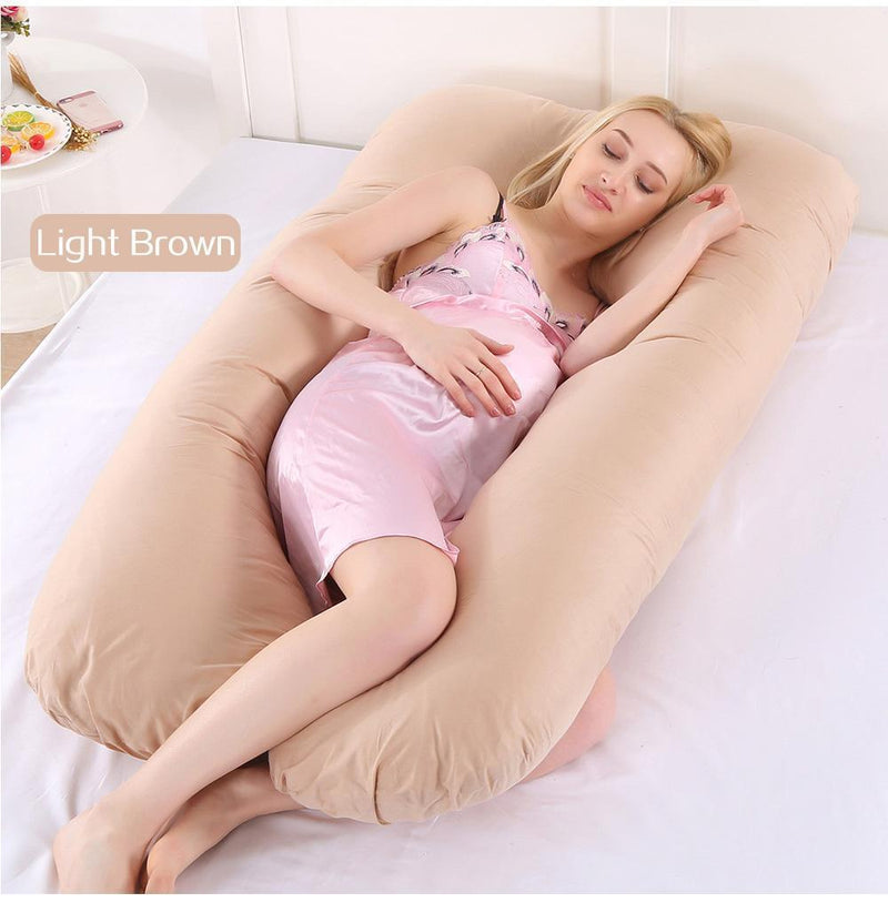 Bestsellrz® Pregnancy Body Pillow U Shaped Maternity Comfortable Support Pillows Pregnancy Pillows Light Brown Cuddlevi™ - Maternity Pillow