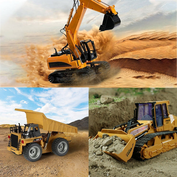 Bestsellrz® RC Construction Vehicles Bulldozer Dump Truck Excavator Toys RC Cars Set of 3 Construction Vehicle Toys