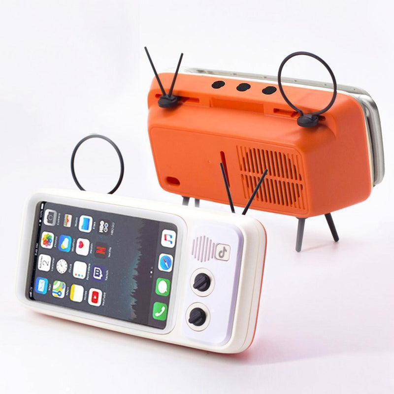 Bestsellrz® Retro Speaker Phone Holder Portable Bluetooth TV Dock- Phonitix™ Home White and Orange Phonitix™