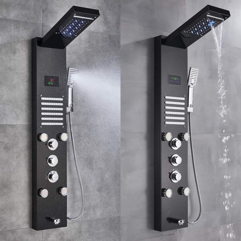Bestsellrz® Shower Panel with Head and Faucet Led Waterfall Bath System - Aquoza™ Shower Panel and Faucet Black E Aquoza™