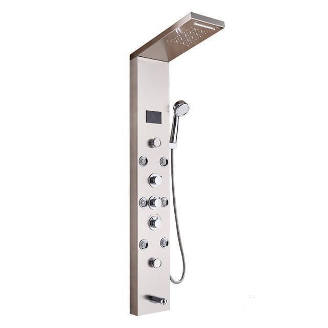 Bestsellrz® Shower Panel with Head and Faucet Led Waterfall Bath System - Aquoza™ Shower Panel and Faucet Brushed nickle B Aquoza™