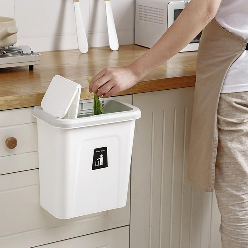 Bestsellrz® Wall Mount Kitchen Dustbin Garbage Can Cabinet - Push-Top Trash Can Waste Bins Marble White Push-Top Trash Can