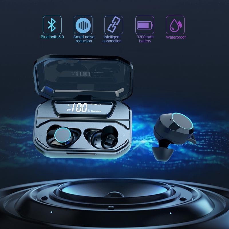 Bestsellrz® Waterproof Bluetooth Headphones Wireless Earphones with Mic and Power Bank - Audatix™ Wireless Earbuds Audatix™