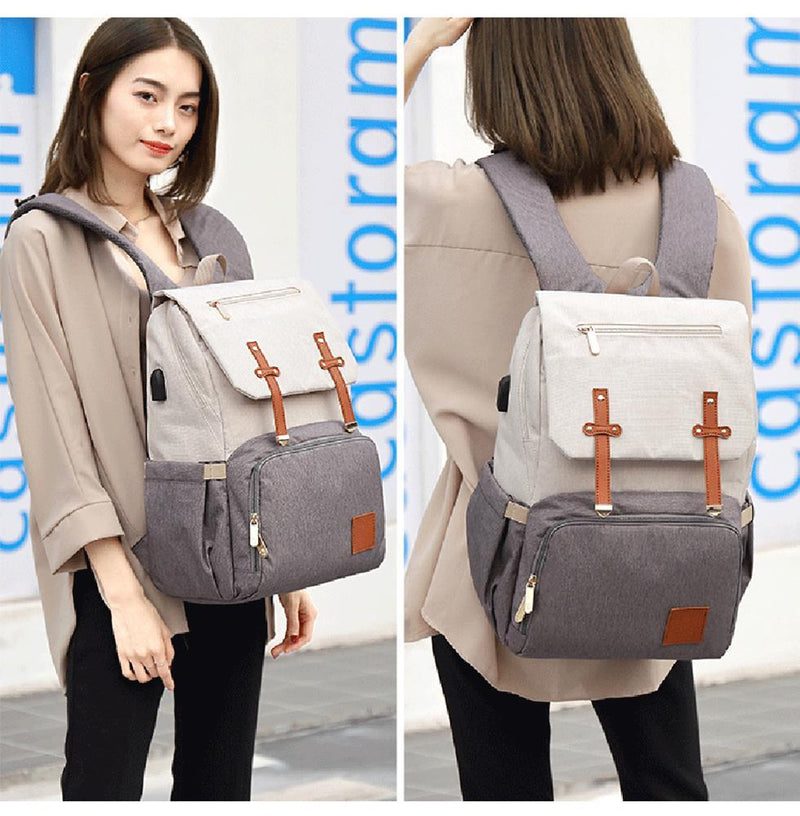 Bestsellrz® Waterproof Diaper Bag Backpack for Moms Baby Nappy Bags USB Port - MimiLove™ Diaper Bags Beige and Coffee MimiLove™
