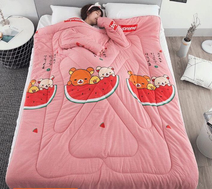 Bestsellrz® Wearable Winter Bed Blanket with Sleeves for Sleeping Reading- Poufit™ Quilt Cute Watermelon Poufit™
