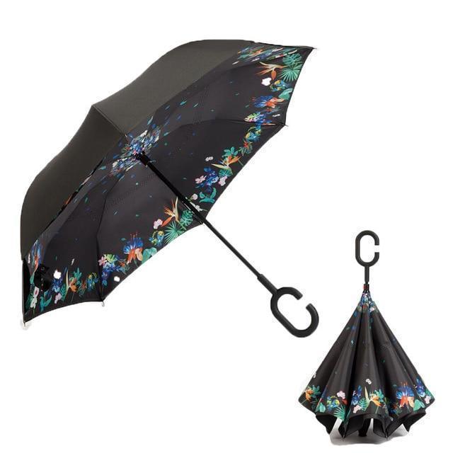 Bestsellrz® Windproof Inverted Reversible Folding Umbrella C Handle - Fliprella™ Reversible Umbrellas Deciduous flowering Fliprella™