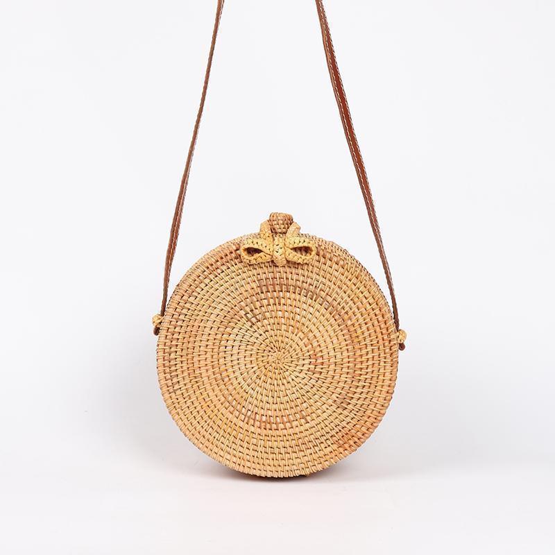 Handwoven Round Rattan Bag Shoulder Leather Straps Natural Chic Hand Straw  Tote Summer Beach Bags - China Bag and Plastic Tote Bag price |  Made-in-China.com