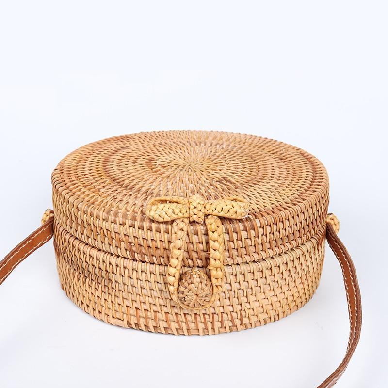 Bestsellrz® Woven Straw Bag Rattan Purse Crossbody Round Wicker Circle Hand Woven Rattan Bag Beige Rattanpack™